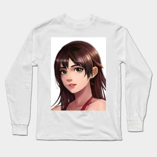 Brown hair anime pretty girl Long Sleeve T-Shirt